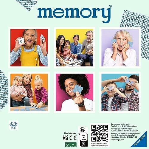 Voorkant van de Ravensburger memory-spel doos met mensen die spelen