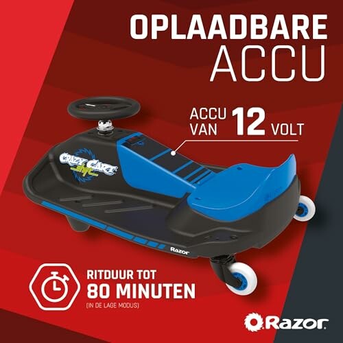 Razor Crazy Cart met oplaadbare accu van 12 volt, ritduur tot 80 minuten