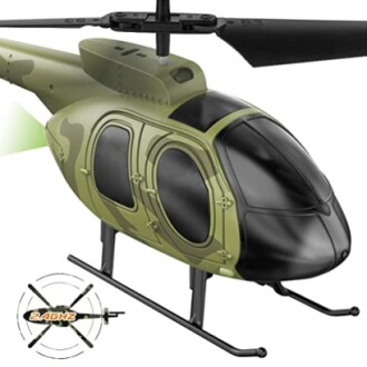 Groene militaire speelgoedhelikopter met rotorbladen