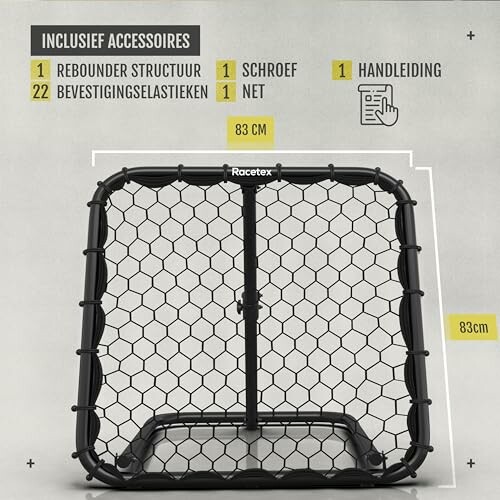 Reboundernet met accessoires en afmetingen 83 cm