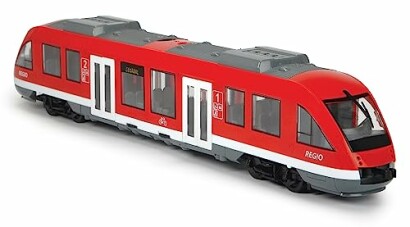 Rood modeltrein met witte details