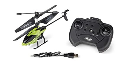 Groene afstandsbediening helikopter met controller en USB-kabel