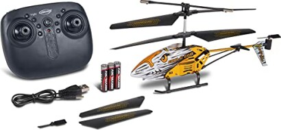 Afstandsbediening helikopter met accessoires.