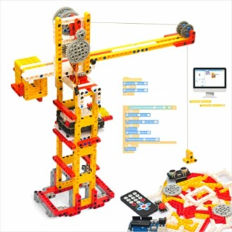 Bouwpakket voor robotica met kraan en programmeerinterface