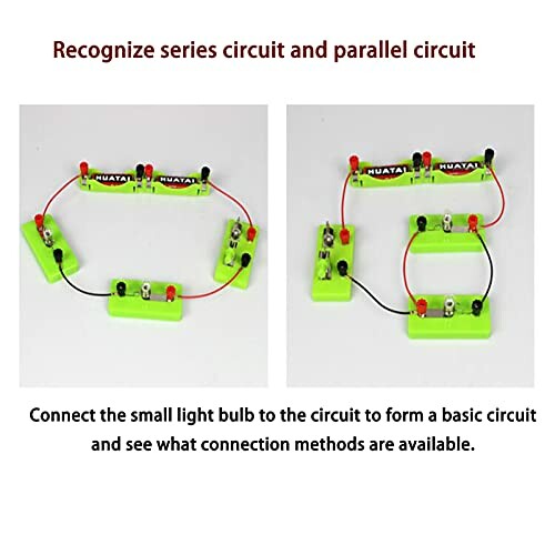 Voorbeeld van een serie en parallel circuit met batterijen en lampjes.