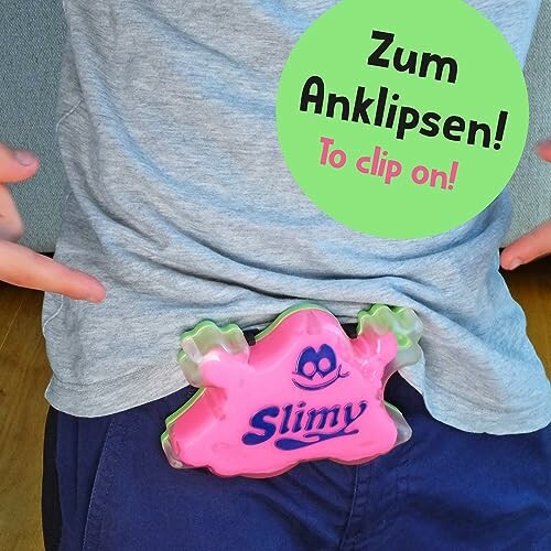 Roze Slimy-speelgoed geklemd aan kleding