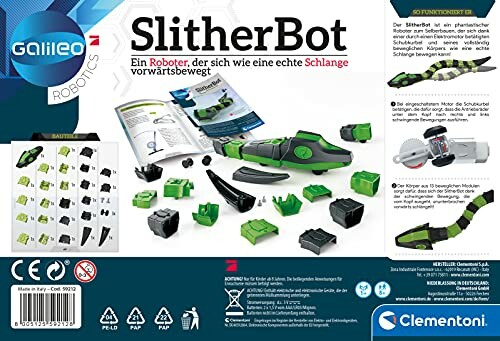 Doos van SlitherBot-robotkit met onderdelen en instructies.