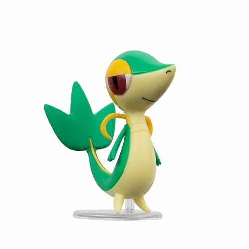 Groene en gele Snivy-figuur op standaard