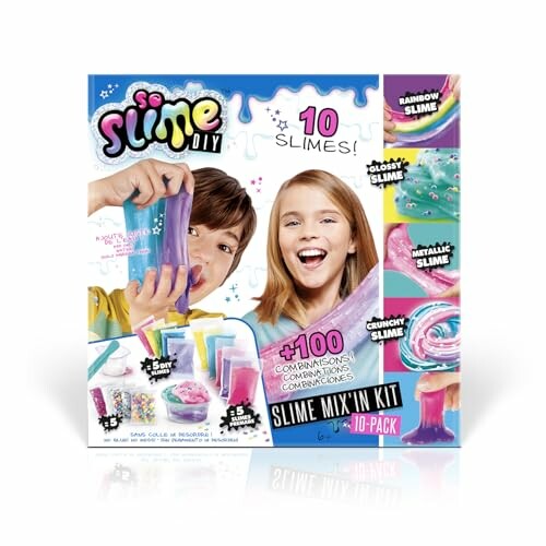 Kinderen spelen met slijm mix-in kit