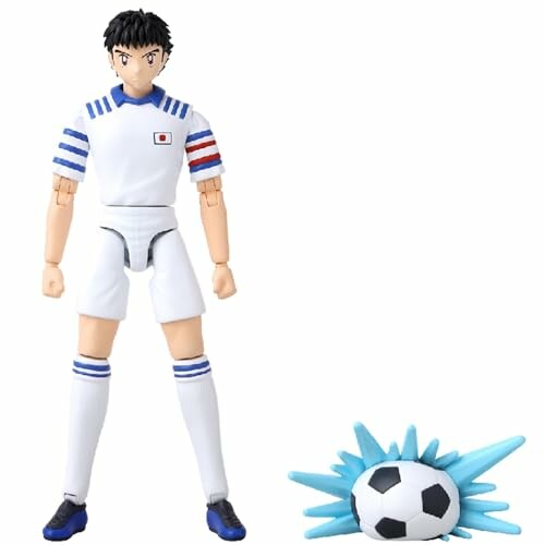 Actiefiguur in voetbaluniform met bal