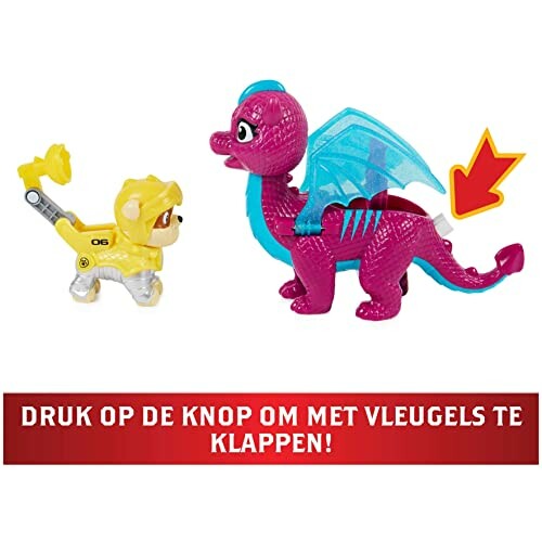 Speelgoed draak en hond met knop om vleugels te bewegen