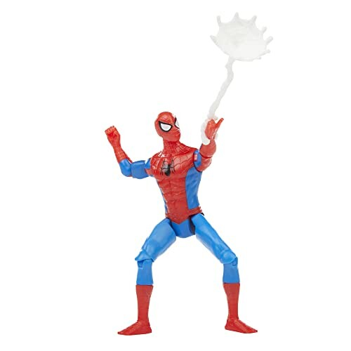 Spiderman actiefiguur met web.