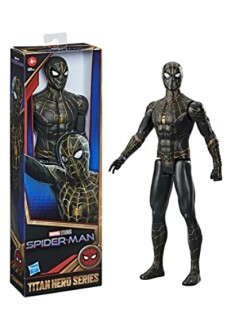 Spider-Man actiefiguur in zwart pak en doos.