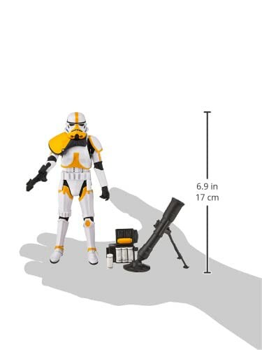 Stormtrooper actiefiguur met accessoires en hoogte-indicator.