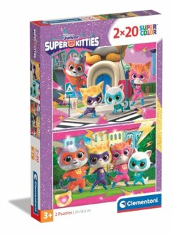 Super Kitties puzzeldoos met kleurrijke kattentekeningen