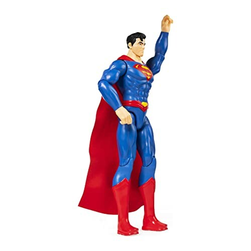 Superheld actiefiguur met rode cape en blauwe outfit.