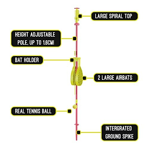 Swingball set met verstelbare paal en accessoires