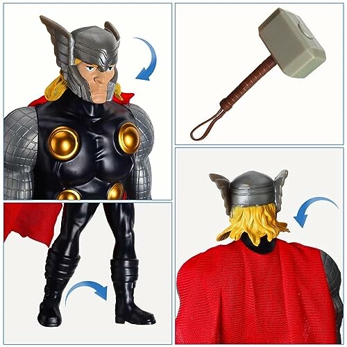 Thor actiefiguur met hamer en rood cape