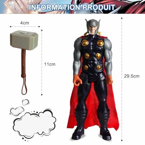 Thor actiefiguur met hamer en afmetingen