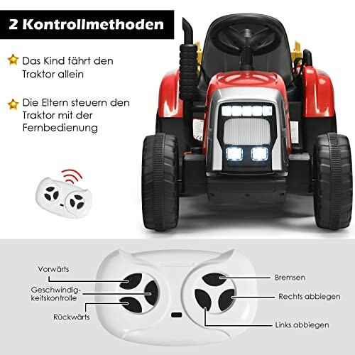 Rode kindertractor met afstandsbediening