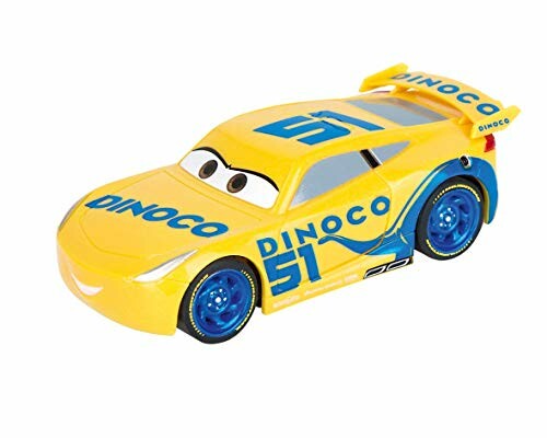 Gele speelgoedauto met Dinoco-logo