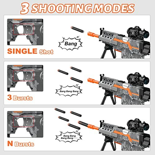 Drie schietmodi van een speelgoedgeweer