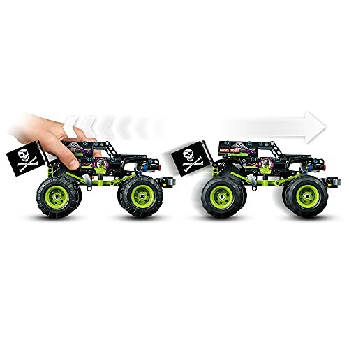 Speelgoed monstertruck met terugtrekactie en piratenvlag.