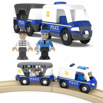 Speelgoed politietrein met figuren en rails