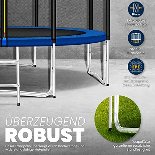 Trampoline met beschermnet en robuust frame.