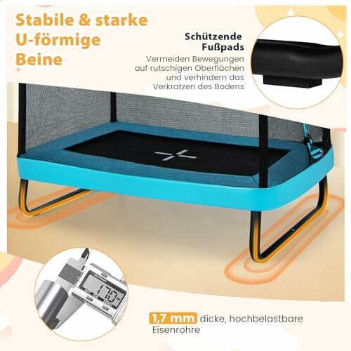 Trampoline met U-vormige poten en beschermende voetpads