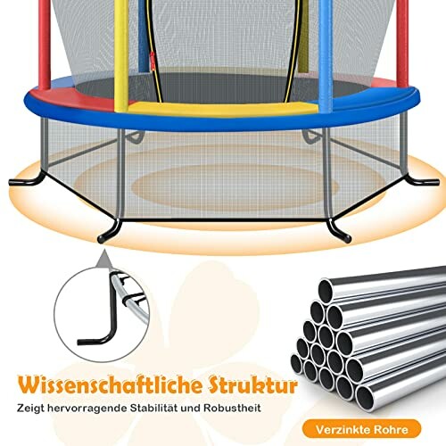 Trampoline met wetenschappelijke structuur en verzinkte buizen.