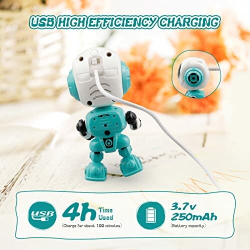 Blauw-witte robot speelgoed met USB-oplader