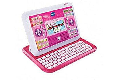 Kindertablet met toetsenbord en educatieve spellen