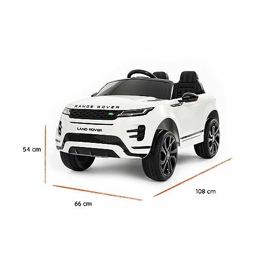 Wit kindervoertuig met Range Rover-merk