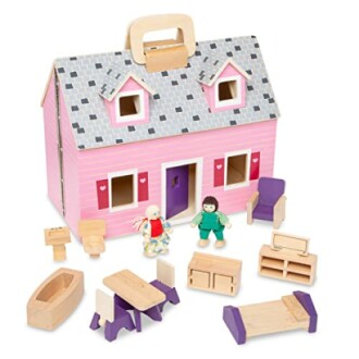 Melissa & Doug Opvouwbare Houten Poppenhuis