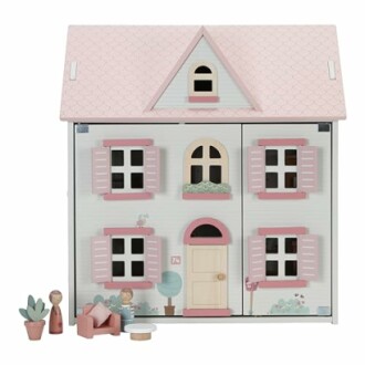 Houten poppenhuis met accessoires en meubels