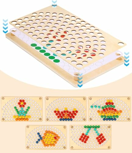 Educatief houten pegboard mozaïekspel voor kinderen.